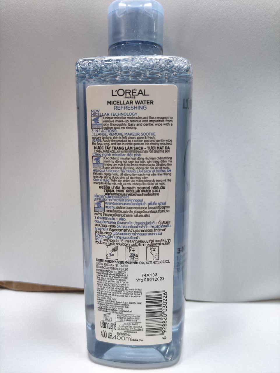 Nước tẩy trang Loreal 400ml date 2025