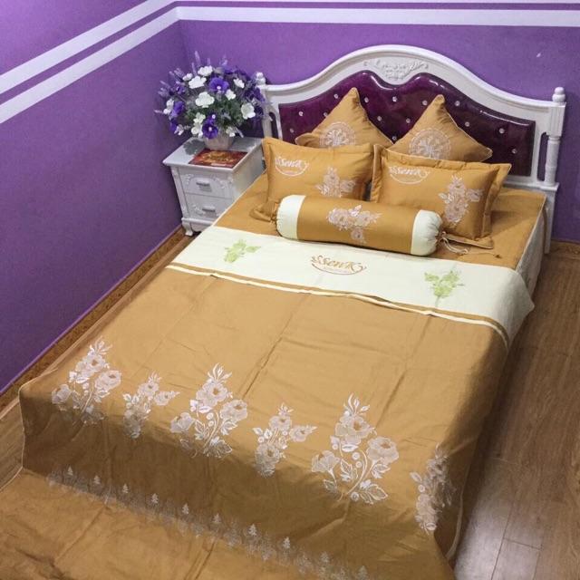 Bộ 7 món chăn ga gối satin coton cao cấp (1m5x1m9)