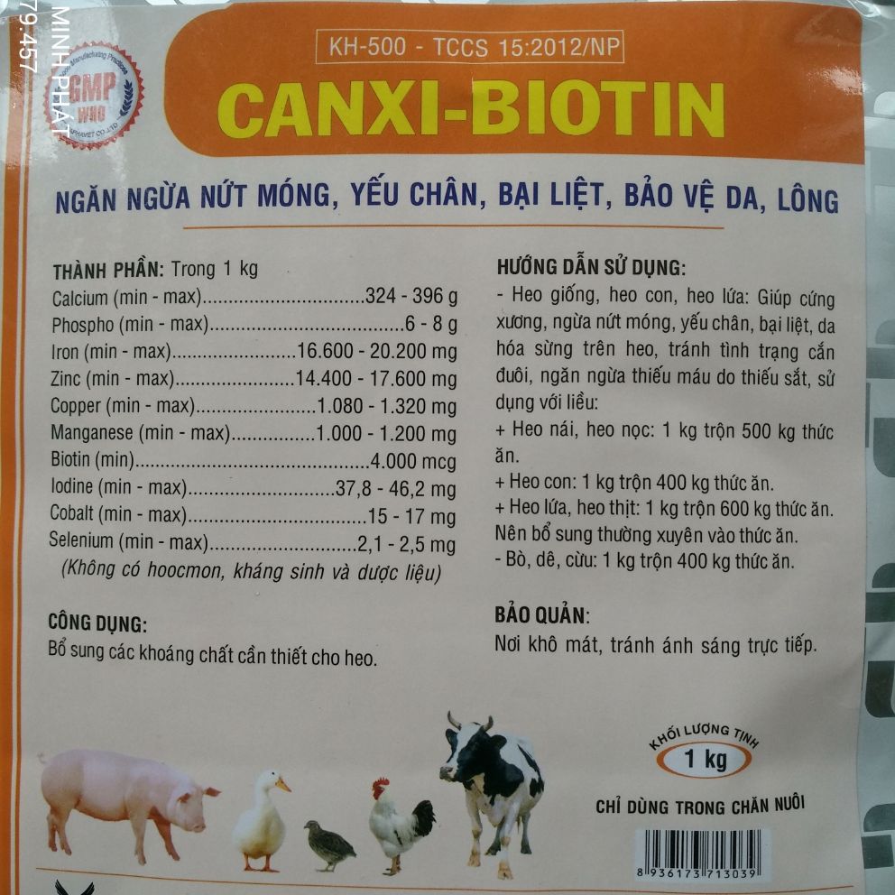 CANXI BIOTIN BỔ SUNG CANXI gói 1kg CỨNG XƯƠNG – CHẮC MÓNG – NGỪA BẠI LIỆT
