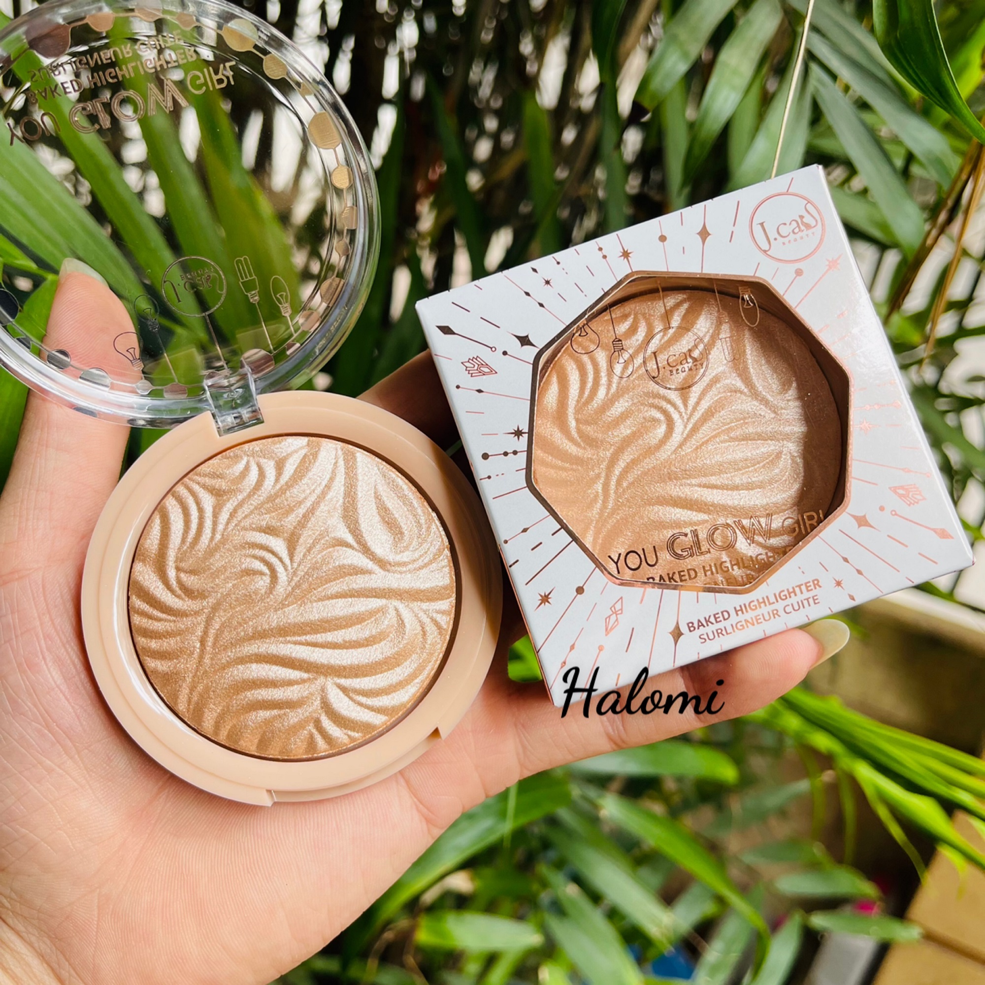 Phấn bắt sáng Jcat Beauty Glow Girl Highlighter siêu xinh dùng cho makeup chuyên nghiệp HALOMI