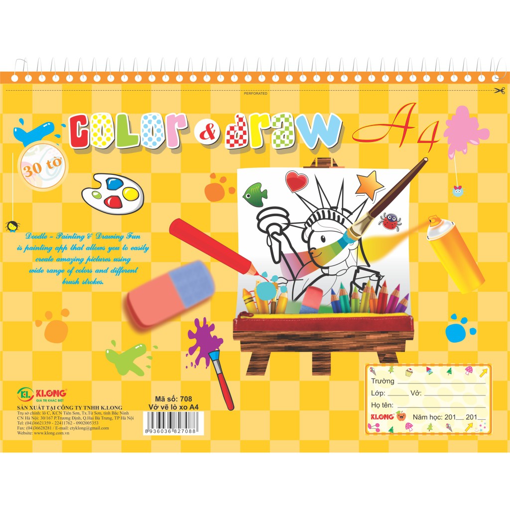 Vở vẽ lò xo xé A4 - 30 tờ; MS: 708