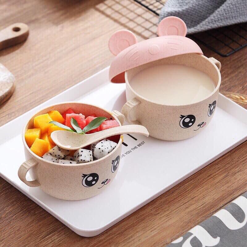 Bát lúa mạch có nắp + thìa