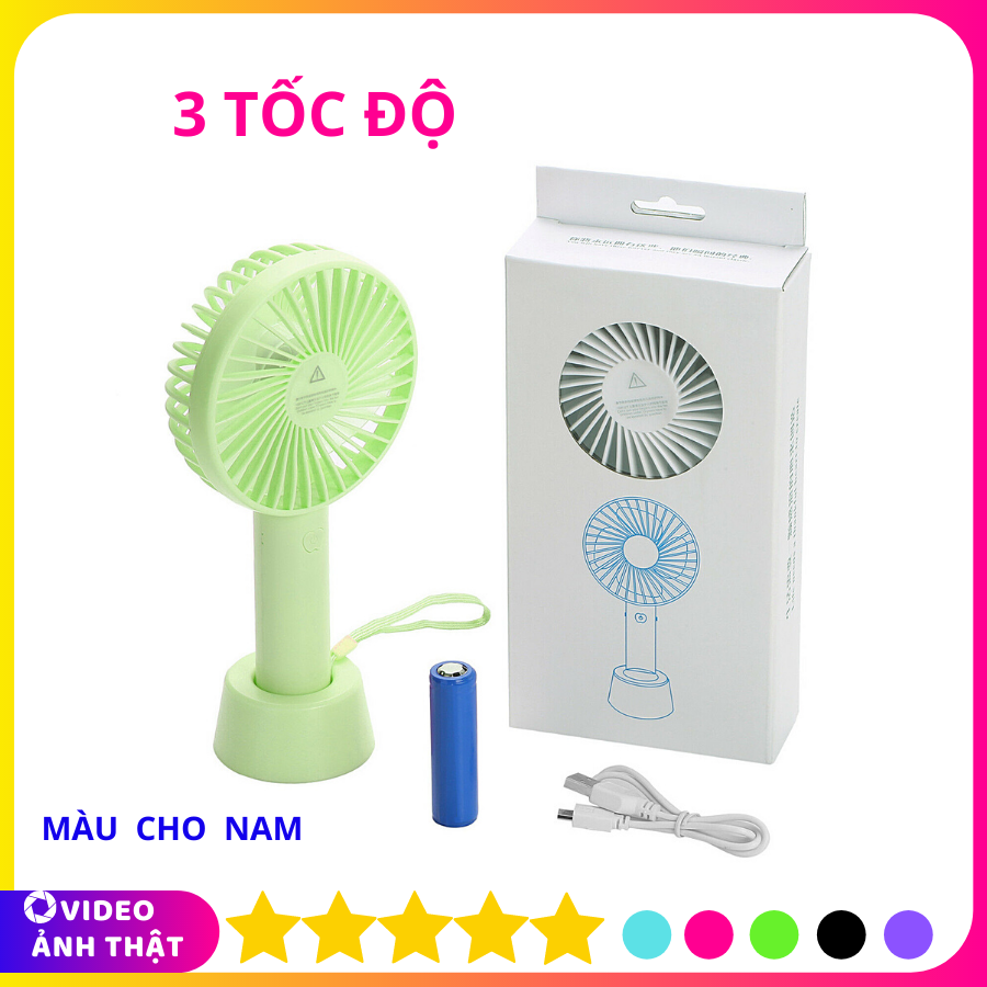 Quạt Sạc Tích Điện USB mini Fan - Kèm Pin và Cáp sạc và Chân đế - Kèm Pin và Cáp sạc, quạt pin cầm tay,quạt mini cầm tay,quạt sạc tích điện mini cầm tay,quạt mini để bàn,quạt mini usb,quạt điện mini,máy quạt mini
