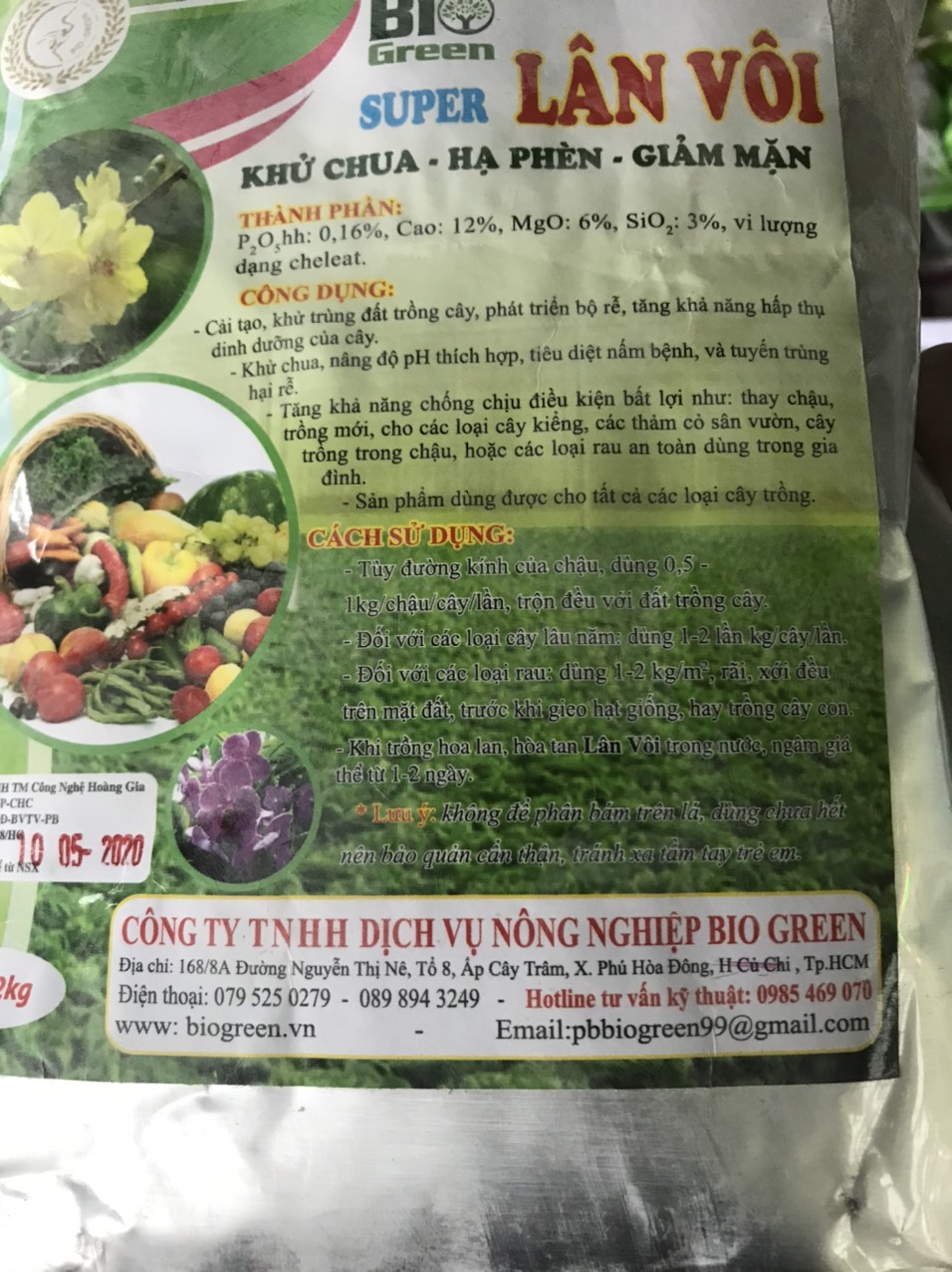 Vôi trồng cây, vôi tinh chất 98% gói 1kg