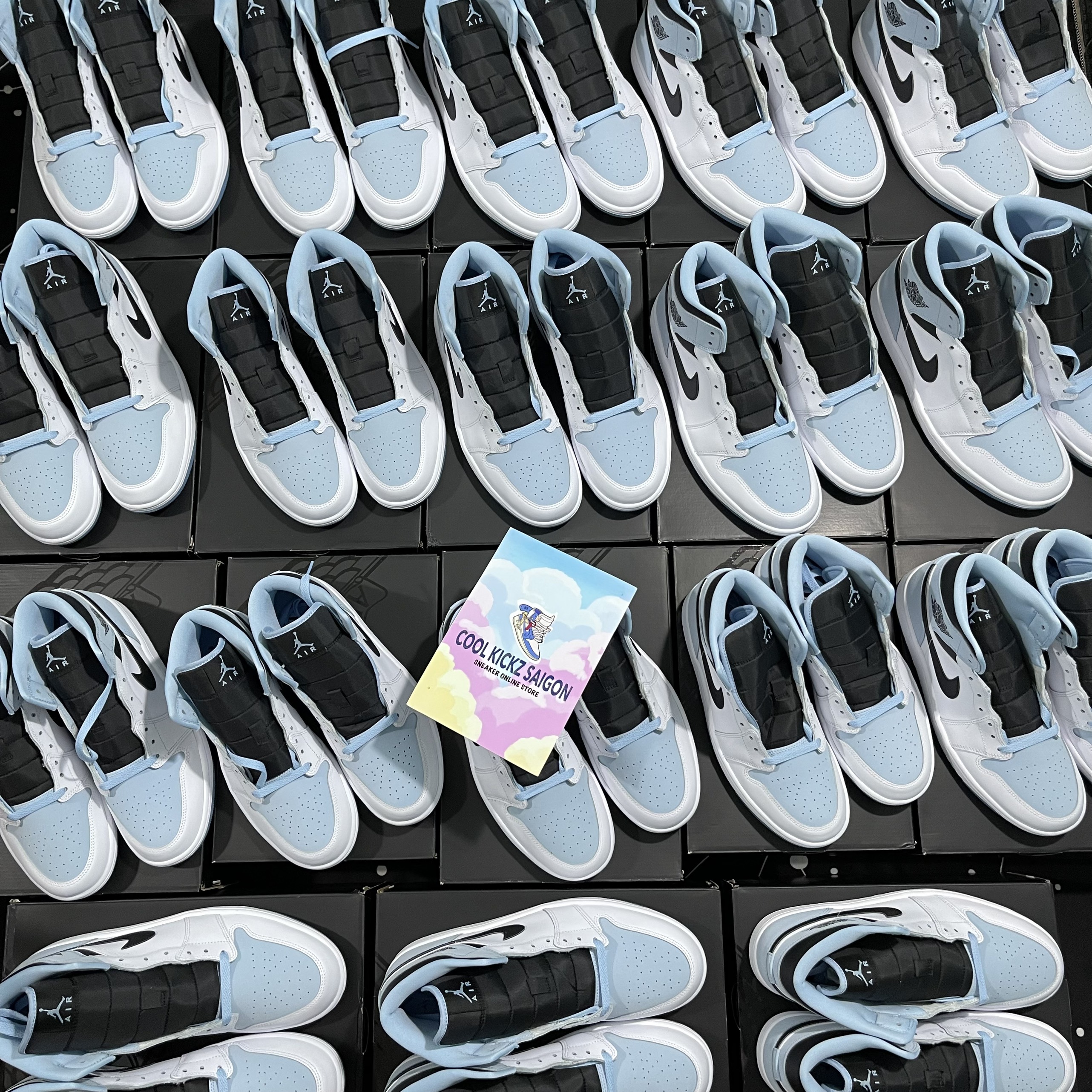 [CHÍNH HÃNG] Jordan 1 Mid Ice Blue Full Box Tem Tag (DV1308-104)