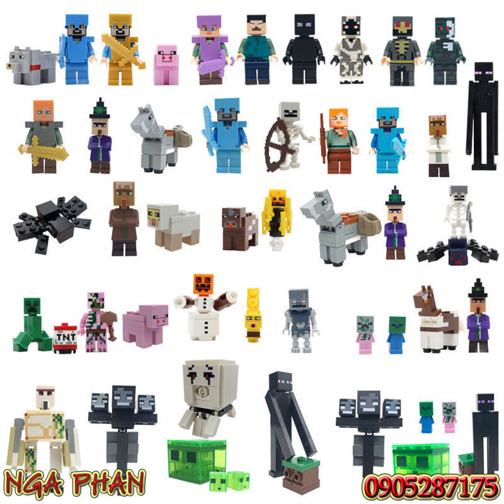 Minifigures Nhân Vật Minecraft Siêu Đẹp Kèm Trang Bị Đồ Chơi Xếp Hình Lắp Ráp Unofficial Lego MOC DIY