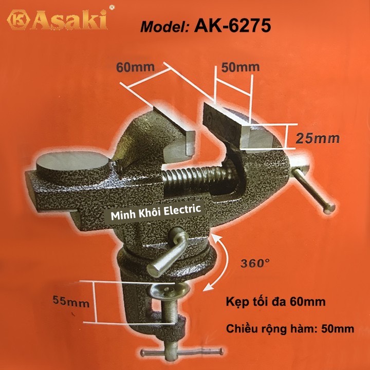 Ê tô kẹp bàn mâm xoay Asaki AK-6275,AK-6276,ê tô kẹp bàn đa năng, eto bàn nguội,ê tô kẹp mini,ê tô xoay,ê to kẹp bàn công nghiệp,ê tô kẹp bàn đế xoay,eto kẹp mạch,ê tô bàn đa năng