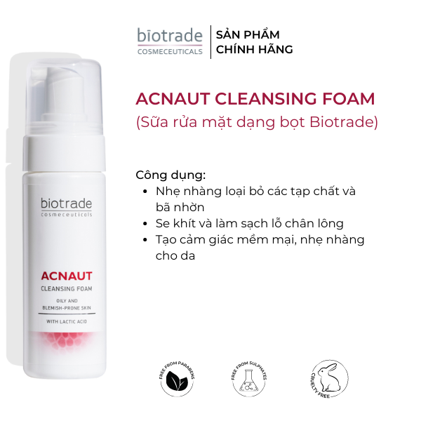 Sữa Rửa Mặt Dạng Bọt Biotrade Acnaut Cleansing Foam 150ml