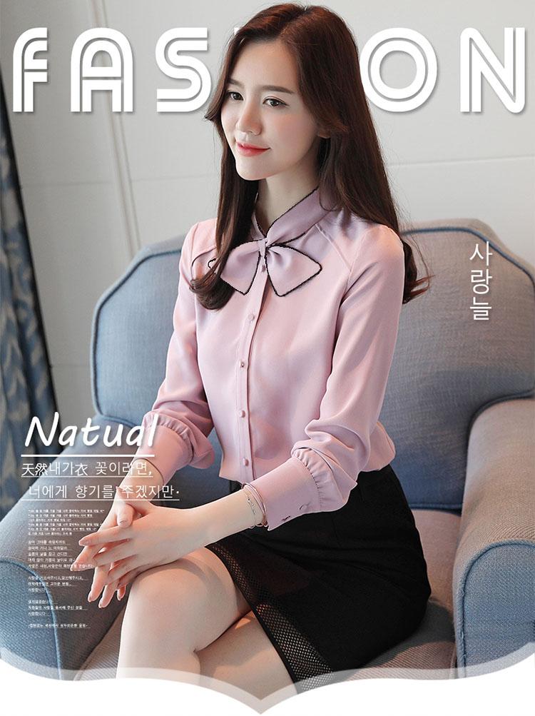 Áo sơ mi thắt nơ viền màu NGOCTRANSHOP - NT3281