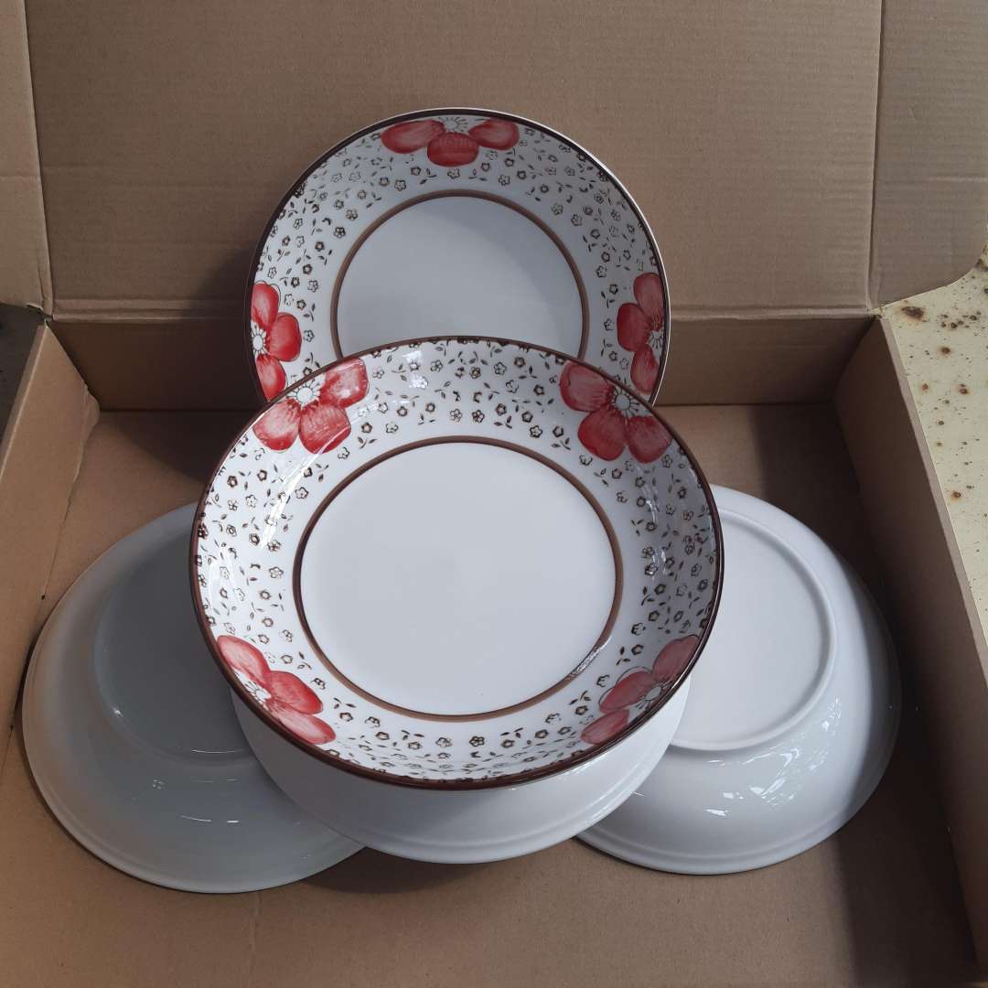 Bộ 5 Dĩa Nhật bông xanh, đỏ (có 2 size dĩa 7: 17.5cm, Dĩa 8: 20cm)