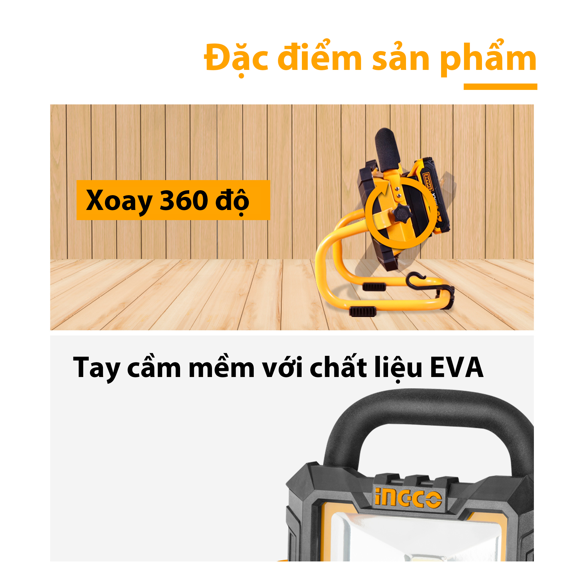 INGCO Đèn làm việc dùng pin Lithium 20V CWLI2002