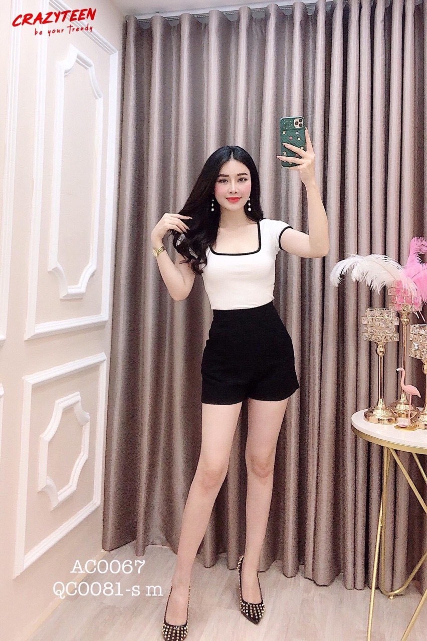[HCM]ÁO THUN NỮ BORIP CÓ CỔ  VUÔNG FORM CROPTOP