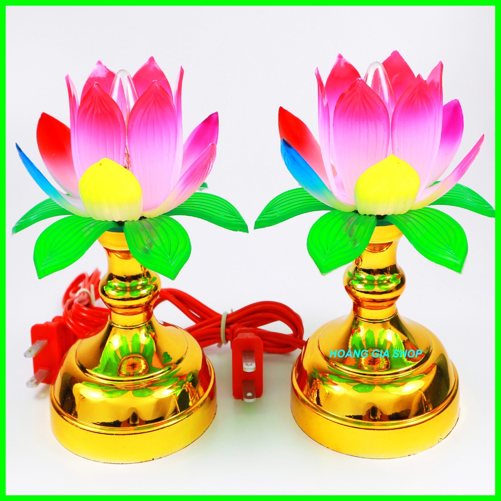 Đèn thờ cúng hoa sen, đèn để bàn thờ, đèn thờ phật, đèn hoa sen, đèn pha lê (N007)