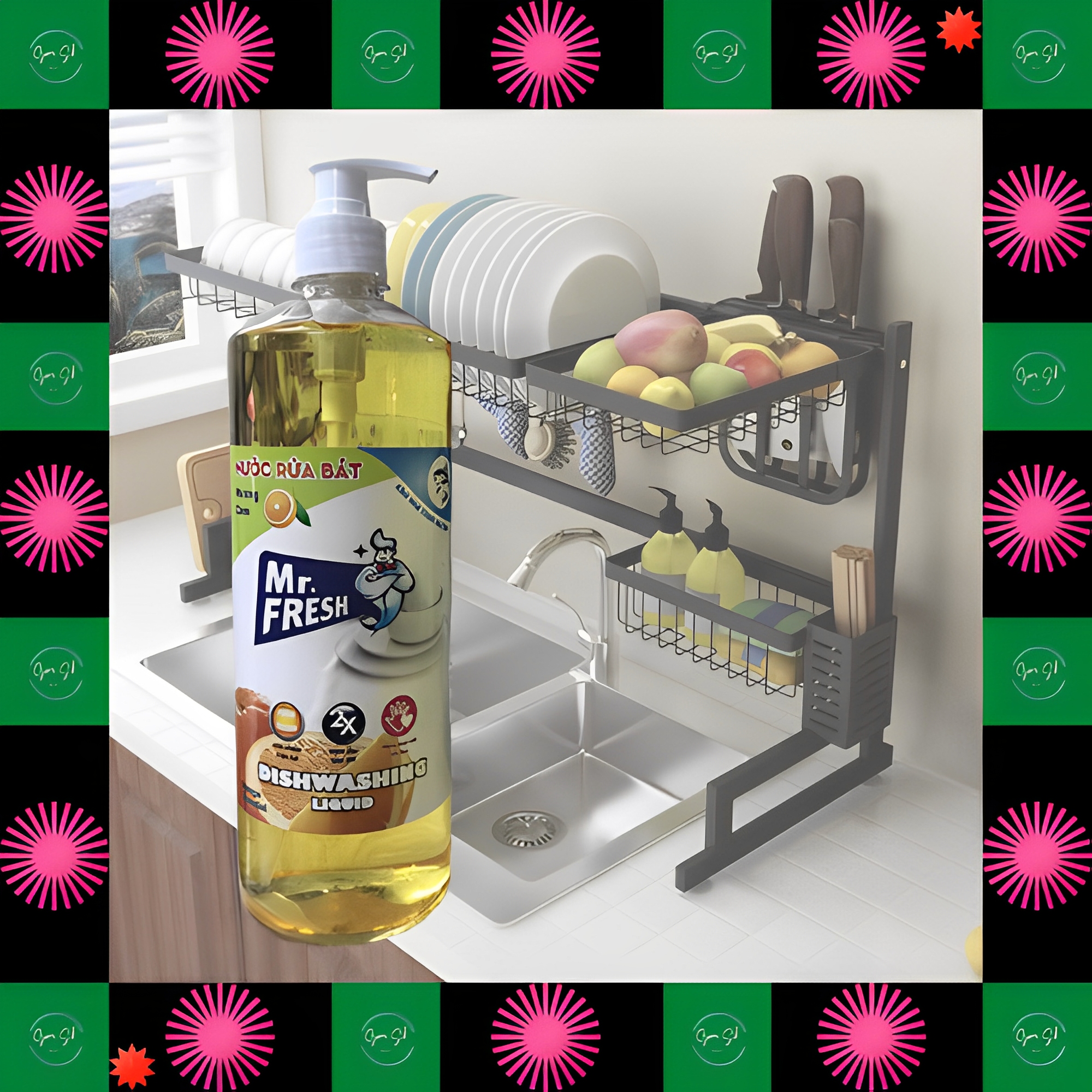 [Chai to tiết kiệm] Nước rửa chén bát đậm đặc van nhấn Mr Fresh 800ml (Đào, Cam, Trà Xanh, Quế)