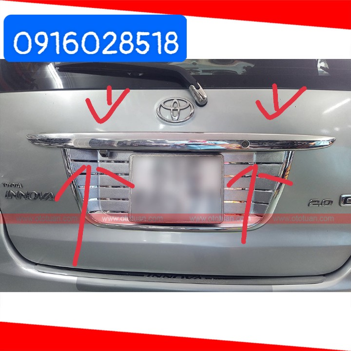 Phụ kiện innova 2008 2009 2010 2011 thanh đít cốp, ốp tay cốp mạ crom tay cop inova