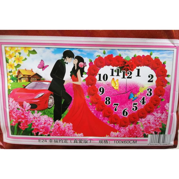 Tranh thêu chữ thập đồng hồ Cô dâu chú rể E24