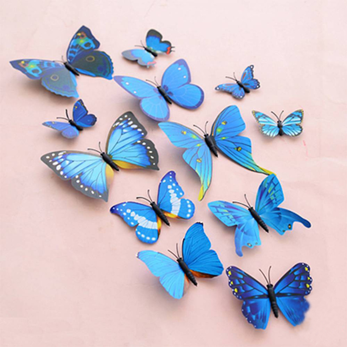 SET 12 Sticker hình bướm 3D dán tường nhiều màu sắc sinh động