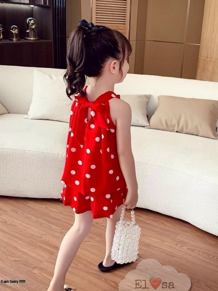 bộ lụa chấm bi cho bé 8-18kg