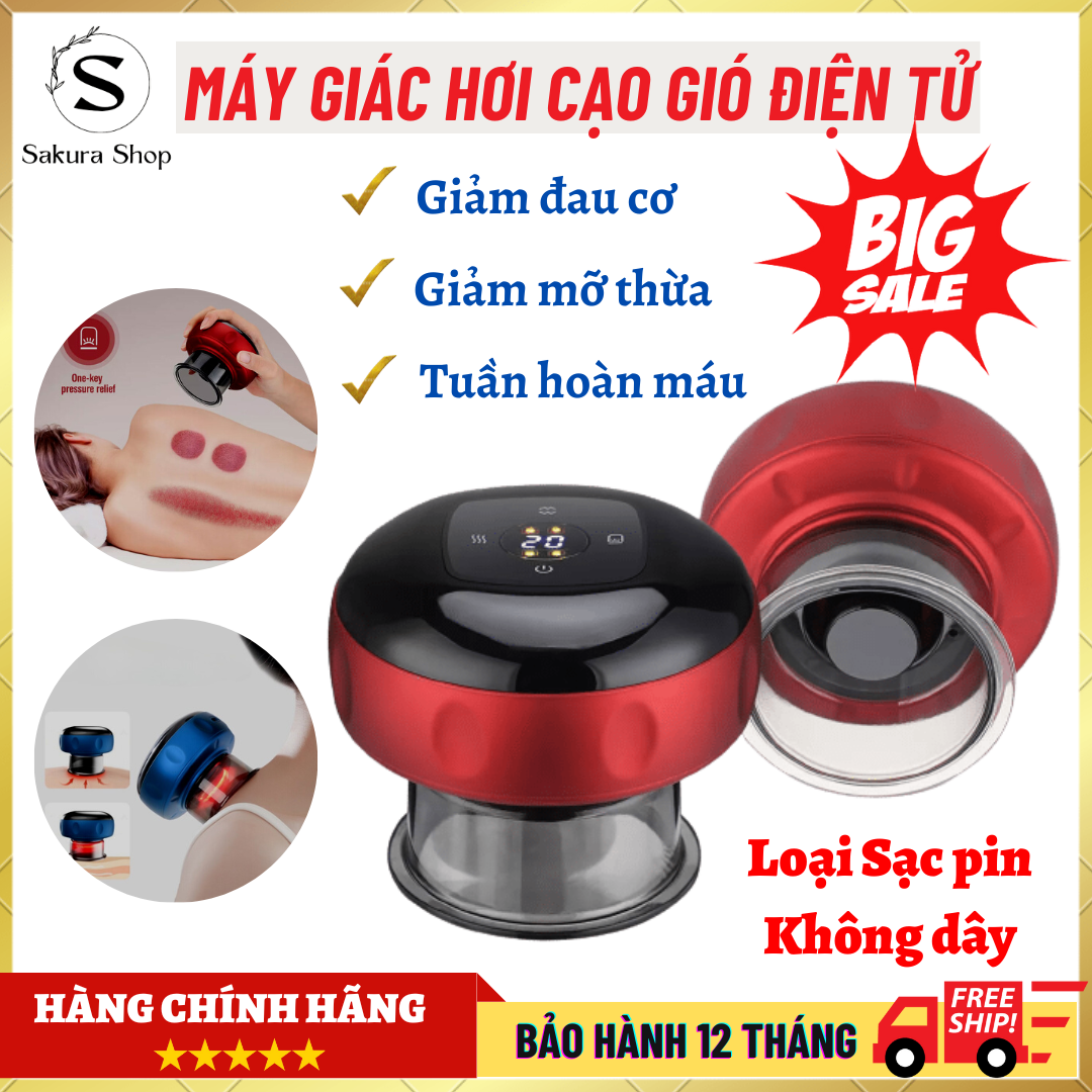 [HÀNG MỚI 2024] Máy giác hơi cạo gió cầm tay massage A23 12 chế độ massage giúp giảm đau, mệt mỏi, lưu thông khí huyết