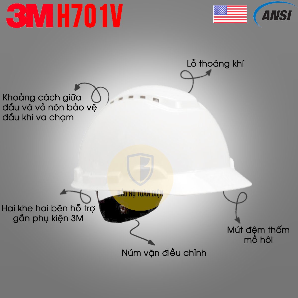 [HCM]Mũ bảo hộ 3M H701V (có valve có lỗ thoáng khí)