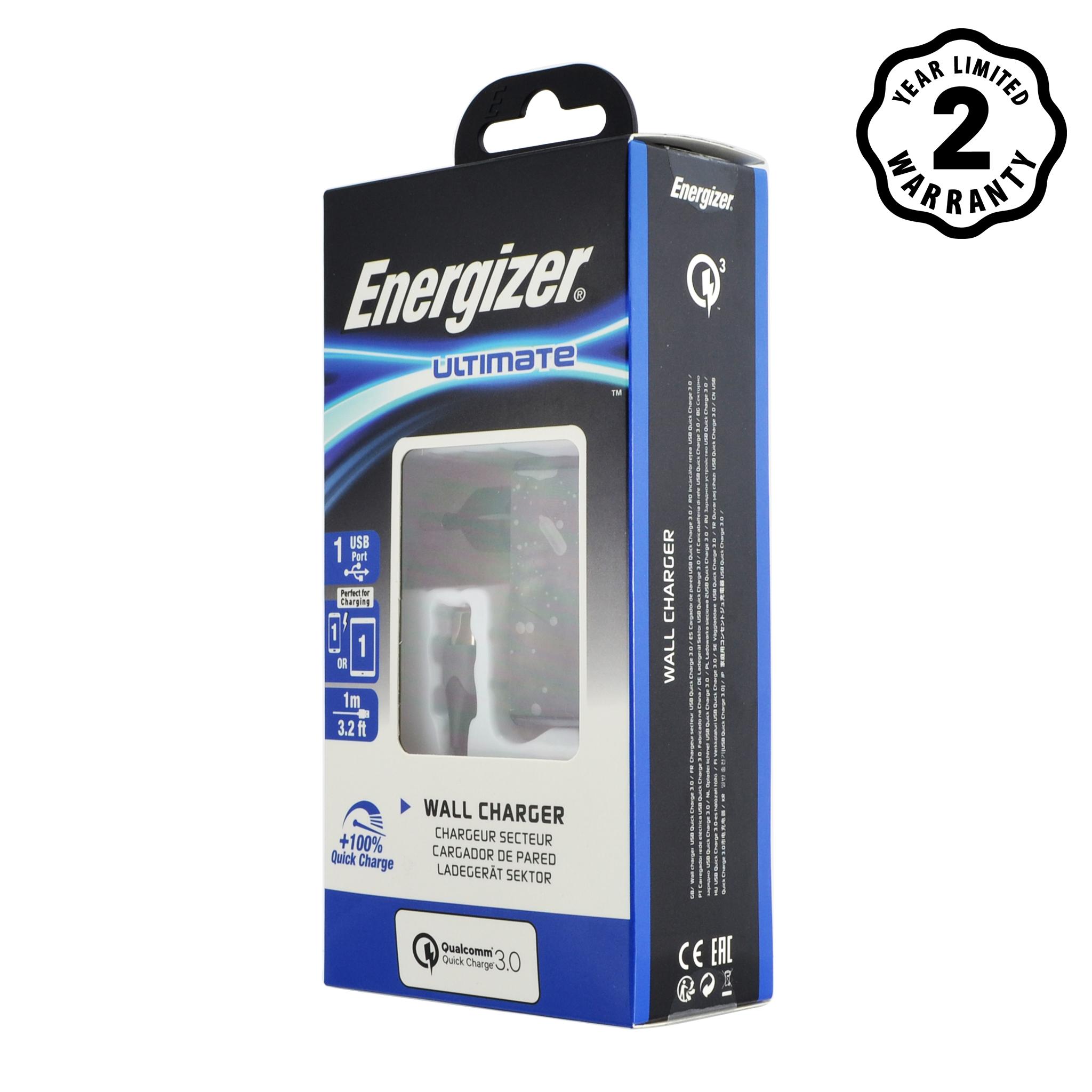 SẠC ENERGIZER QUICK CHARGE QUALCOMM 3.0 18W KÈM CÁP USB TYPE-C - AC1Q3EUUC23