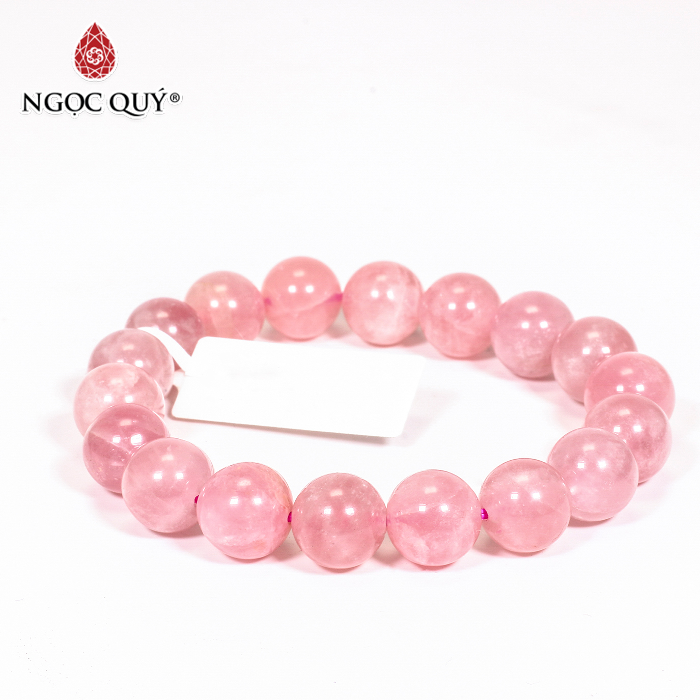 [HCM]Vòng tay đá thạch anh hồng hạt 8mm mệnh hỏa thổ - Ngọc Quý Gemstones
