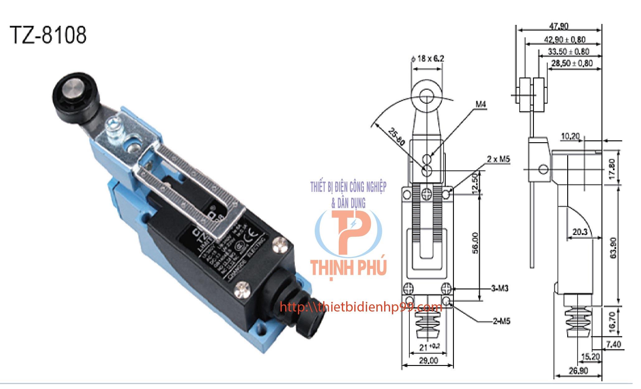 Công tắc hành trình tz-8108 cntd 6A-250vac