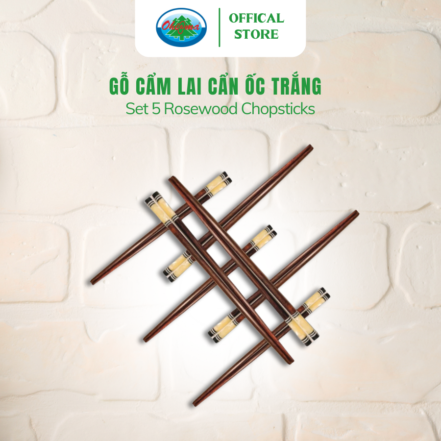 Bộ 5 Đôi Đũa Gỗ Cẩm Lai Cẩn Ốc Trắng Ohiama Rosewood Chopsticks - Đồ Dùng Bàn Ăn, Thủ Công Mỹ Nghệ