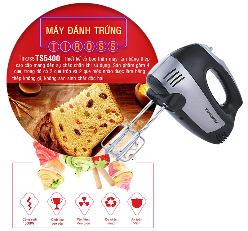 Máy đánh trứng Tiross TS5400 - Hàng Chính Hãng