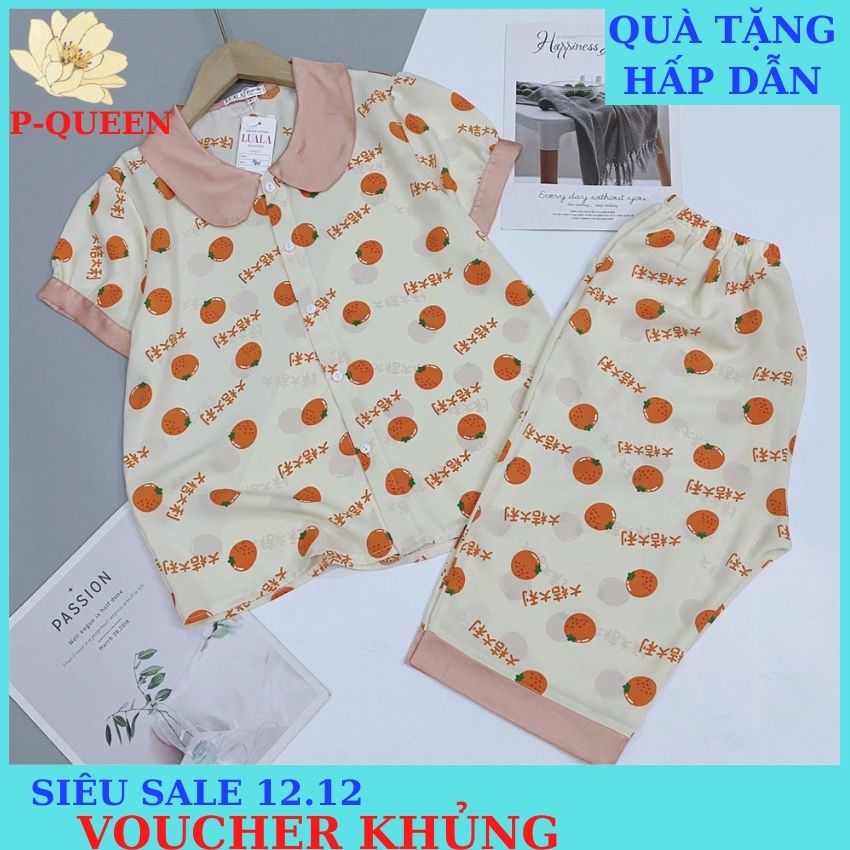 [FREESHIP + QUÀ XINH]  Đồ bộ nữ mặc nhà set đồ ngủ lụa mago cao cấp, Pyjamas nữ cộc lửng, Pyjama Queen, chất lụa mềm mại, thoáng mát + TẶNG KÈM dây cột tóc hoa cúc xinh xắn