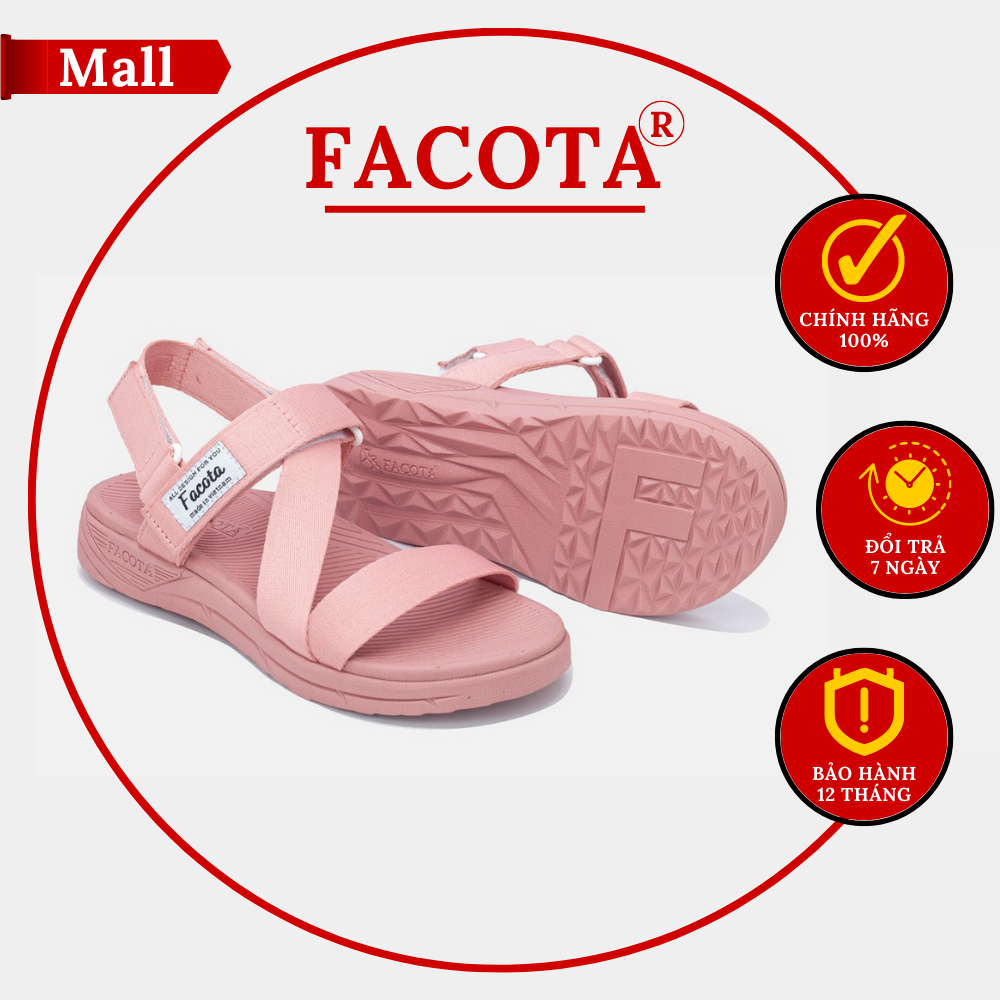 Giày sandal Facota nữ chính hãng NN05, Facota hồng phấn nữ, Sandal đi học