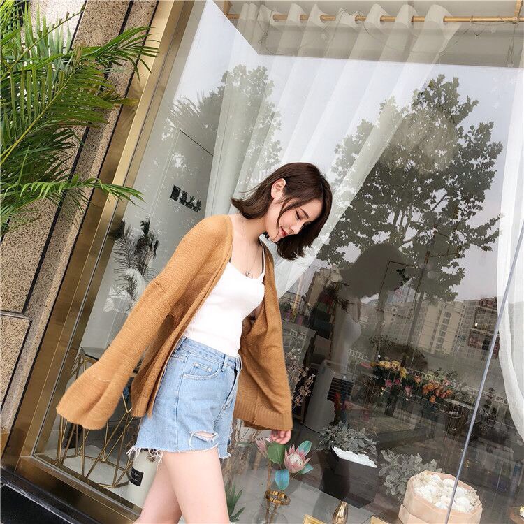 Áo len mỏng Cadigan phong cách Hàn Quốc