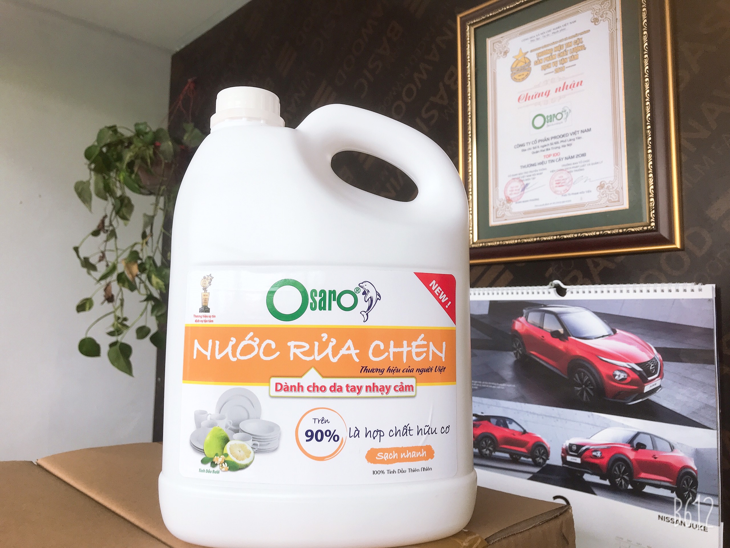 Nước rửa chén Osaro 3,8l tinh dầu thiên nhiên