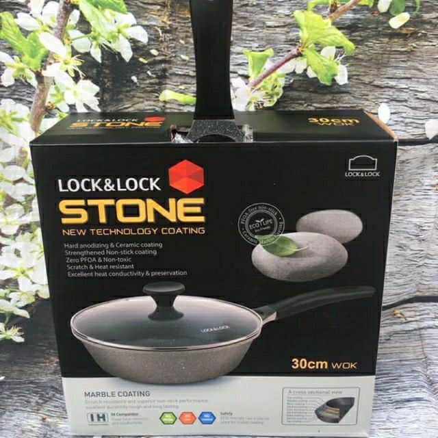 Chảo Sâu Lòng Đáy Phẳng Đá Stone Lock&Lock 30cm LCA6305D