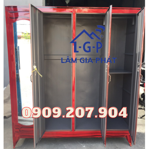 TỦ SẮT ĐỰNG ÁO QUẦN CHẤT LIỆU SƠN DẦU 4 CÁNH