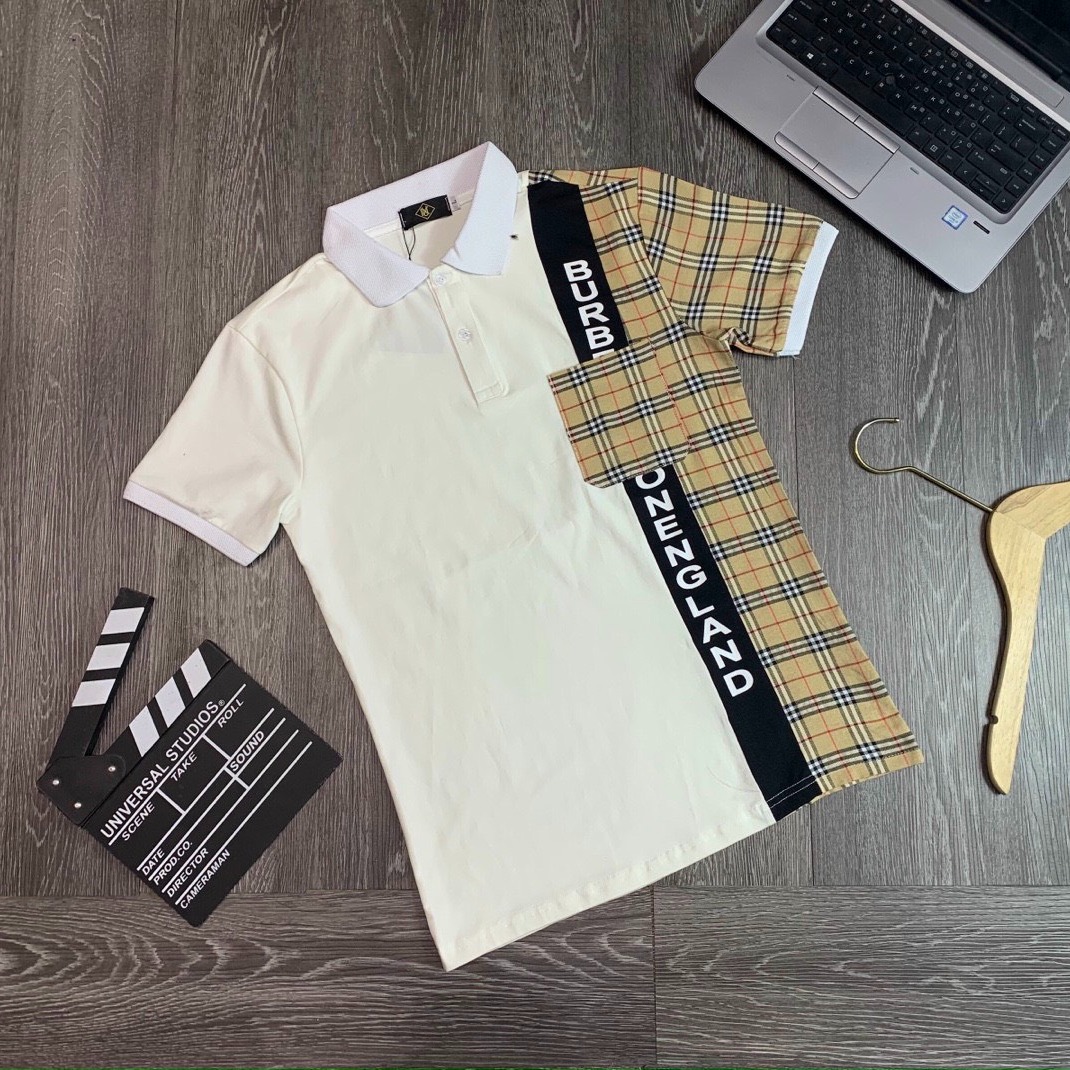 Áo thun nam polo có cổ tay ngắn phối caro kiểu cotton co dãn form đẹp cao cấp chuẩn thời trang