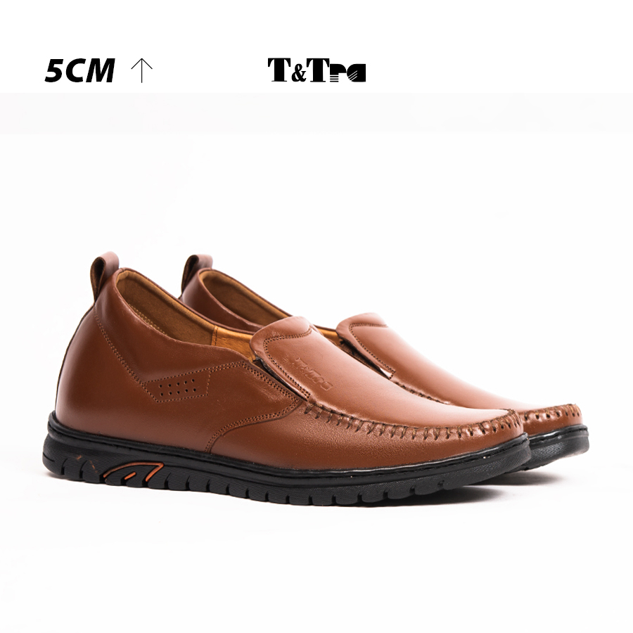 [ 5CM ] Giày Tăng Chiều Cao Nam T&TRA S1064 Nâu Bò