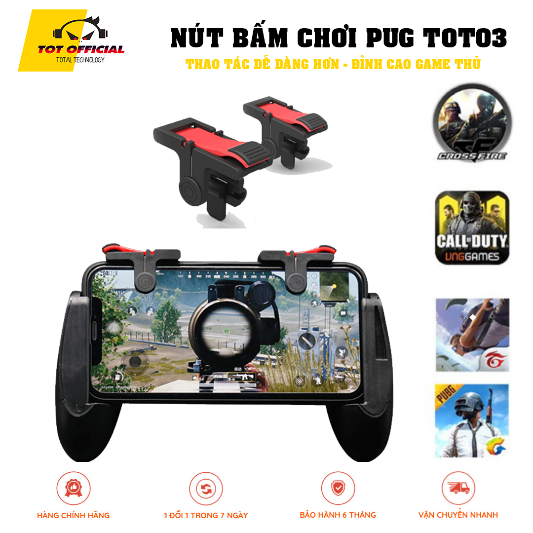 Nút bấm TOT03 dành riêng cho game Mobile, chơi Pubg Mobile, Freefire 4 ngón, phụ kiện chơi game trên điện thoại