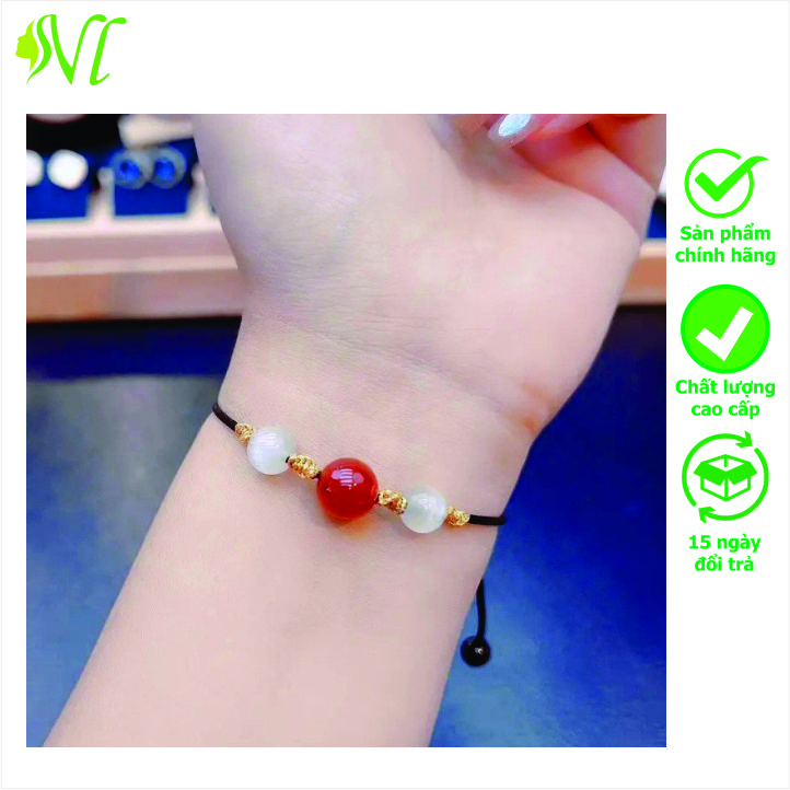 Lắc tay nữ  đá xỏ ngang cá tính cute 3 hạt đá lấp lánh Người Đẹp Vì Lụa