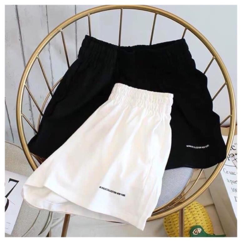 Quần short đùi thêu chữ 2 màu đen - trắng