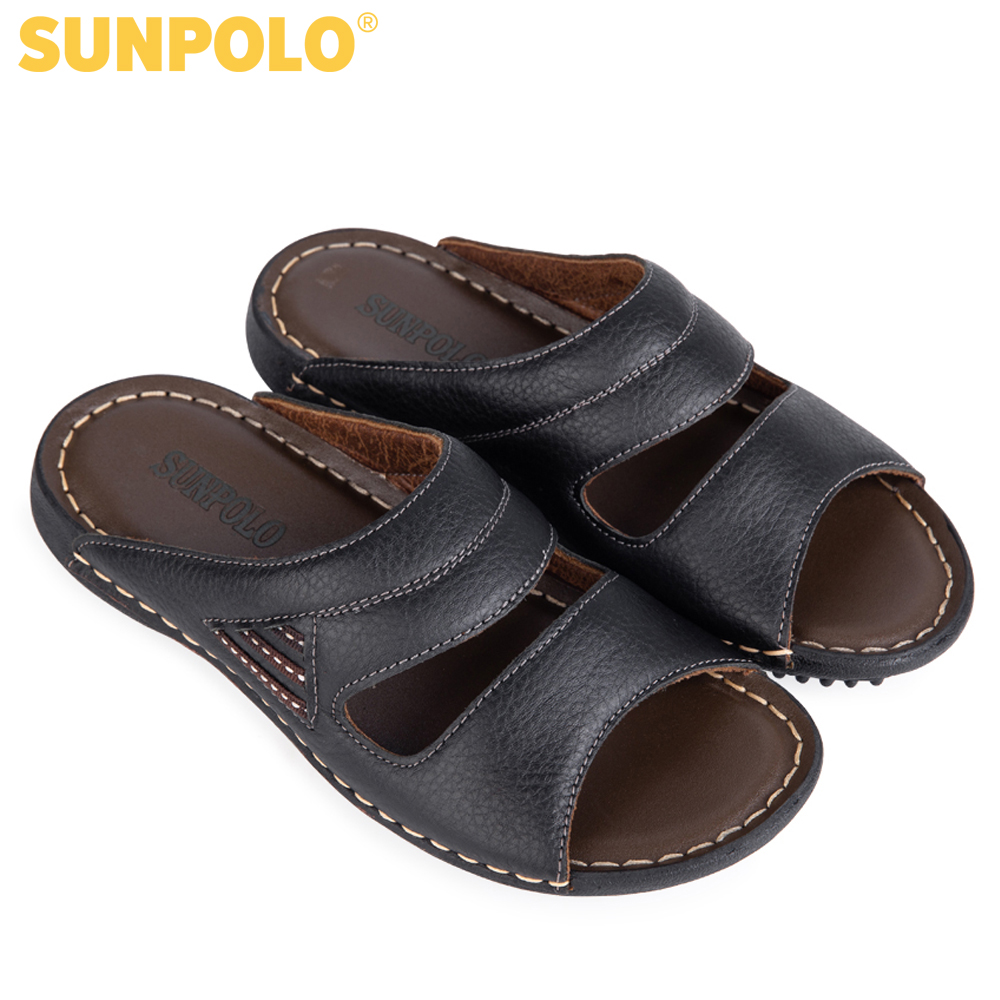 Dép nam da bò SUNPOLO DQN024 (Đen, Nâu)