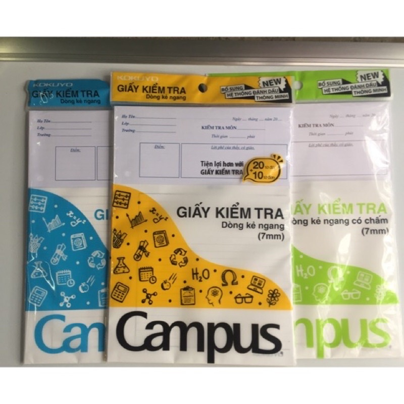 Giấy kiểm tra kẻ ngang b5 campus 20 tờ đôi - giấy kiểm tra cấp 2 / cấp 3