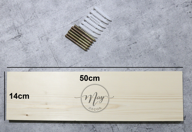 Kệ gỗ treo tường vít âm (đầy đủ phụ kiện)-1 tấm 50x14cm-Màu gỗ