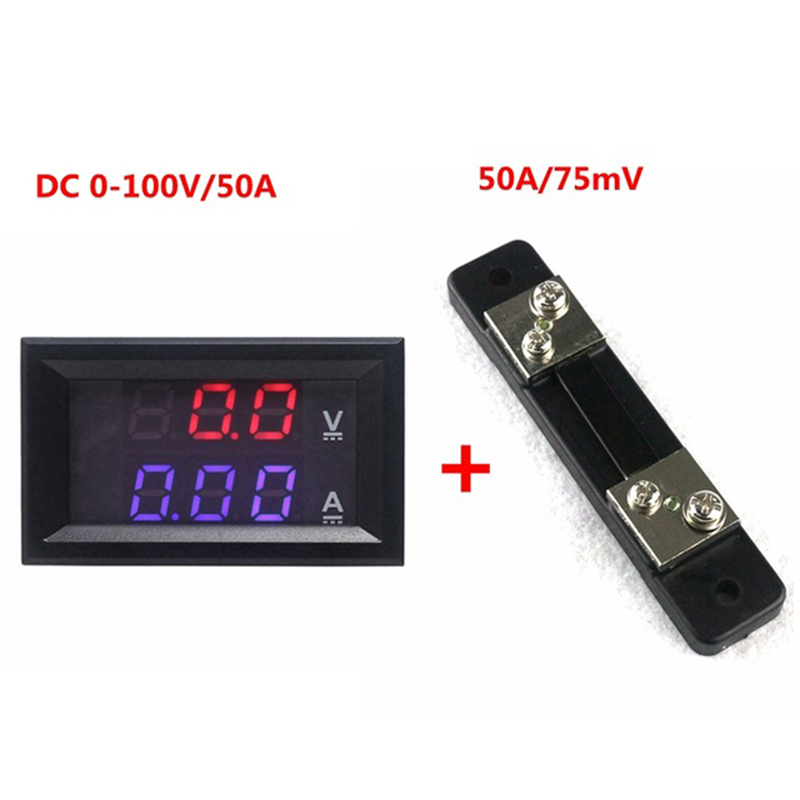 Ampe Kế Vôn Kế Kỹ Thuật Số DC 0-100V 10A 50A 100A Hiển Thị Thời Gian Kép Vôn Kế Hiện Tại Meter Bảng Điều Chỉnh Amp Vôn Kế
