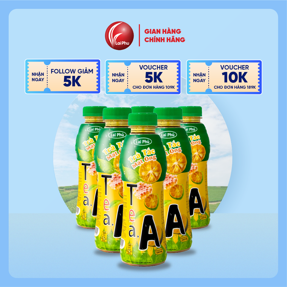 Trà Trái Cây Tea.A Chai 450ml - Lốc 6 Chai