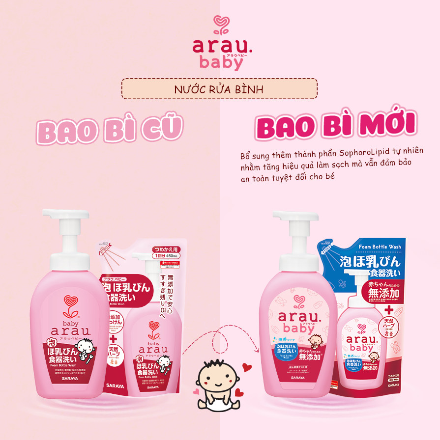 Nước rửa bình sữa Arau Baby Nhật Bản 500ml