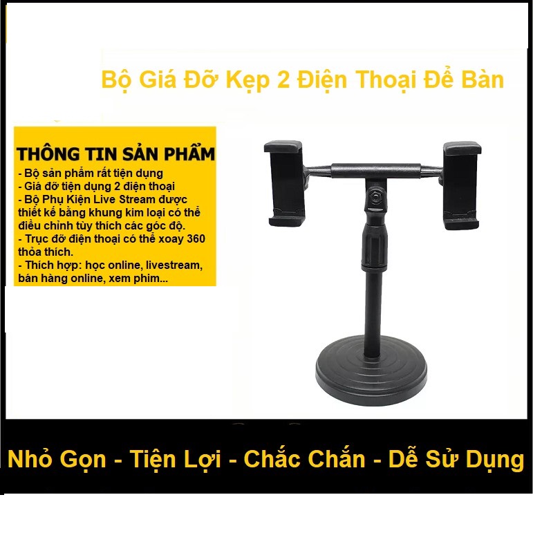 Giá Đỡ Kẹp 2 Điện Thoại Để Bàn DC02