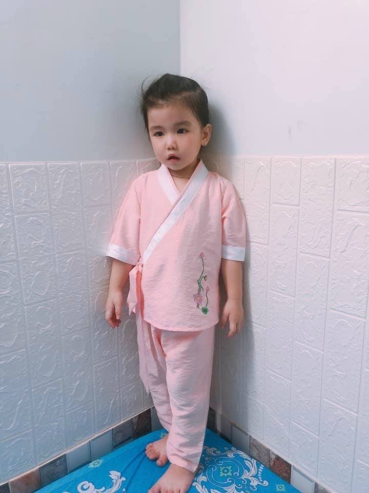 Đồ lam đi chùa bé gái# mẫu xéo nhật vải tơ