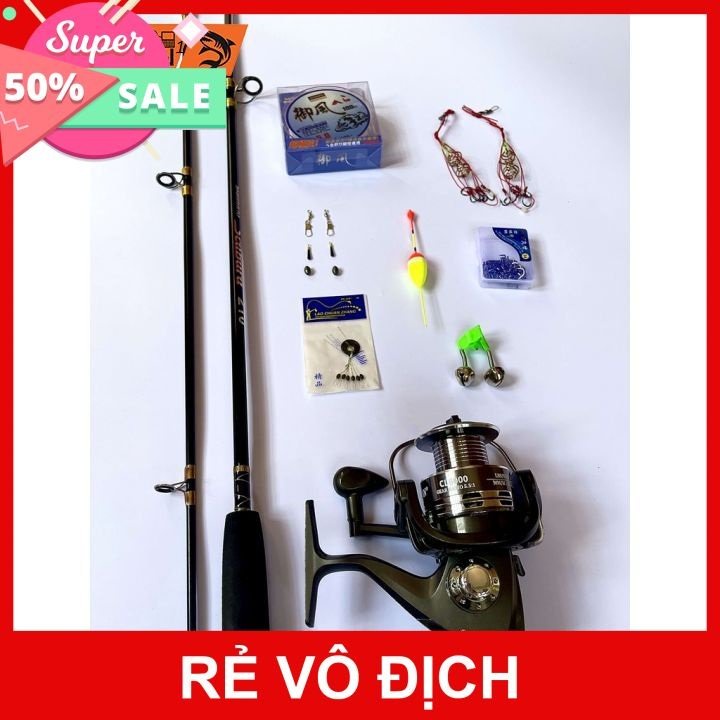 Bộ cần câu máy 2m7 ,máy yumoshi lc 7000 kèm trọn bộ phụ kiện
