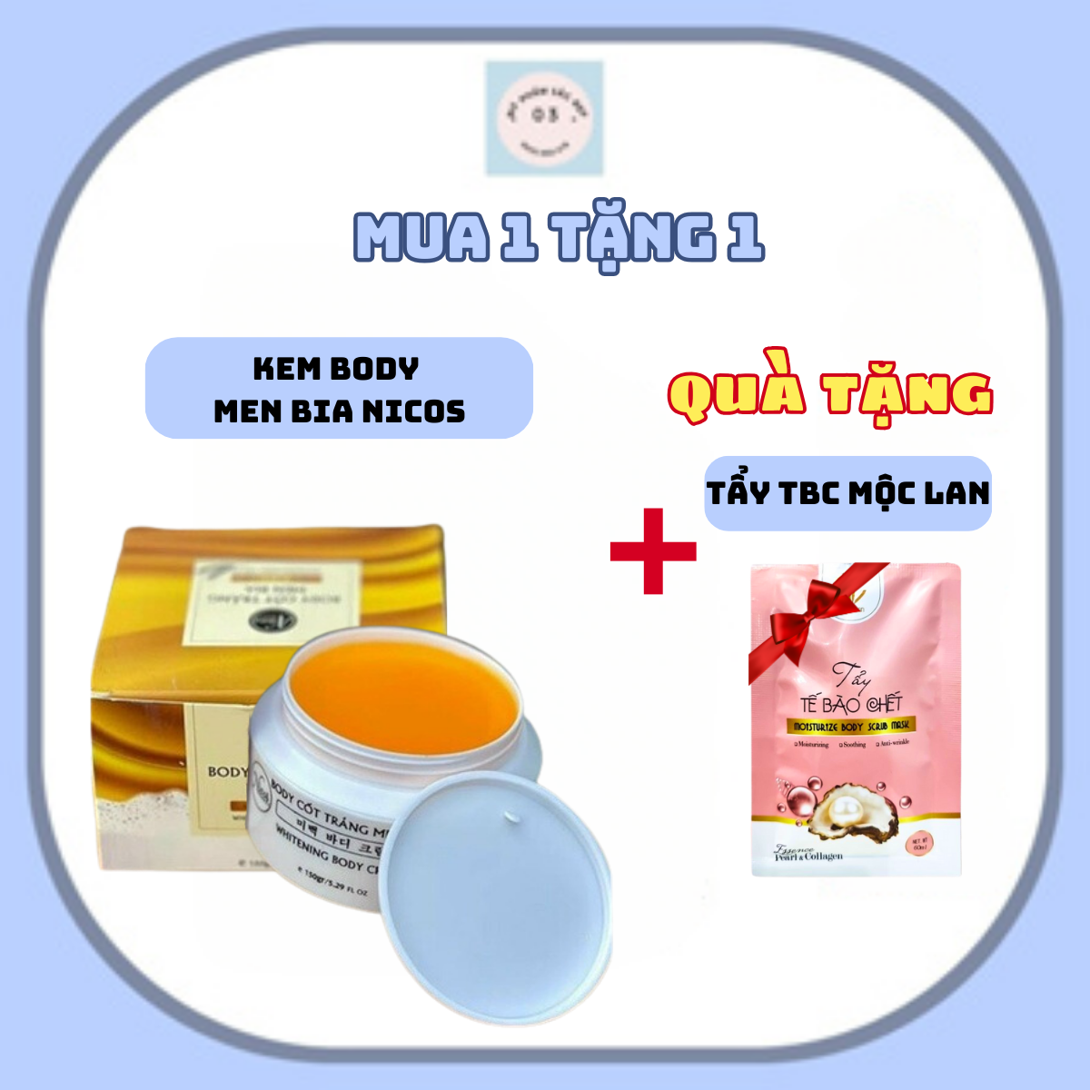 Kem body cốt trắng men bia Nicos - Body cốt men bia Nicos Beauty + tặng tẩy TBC mộc lan